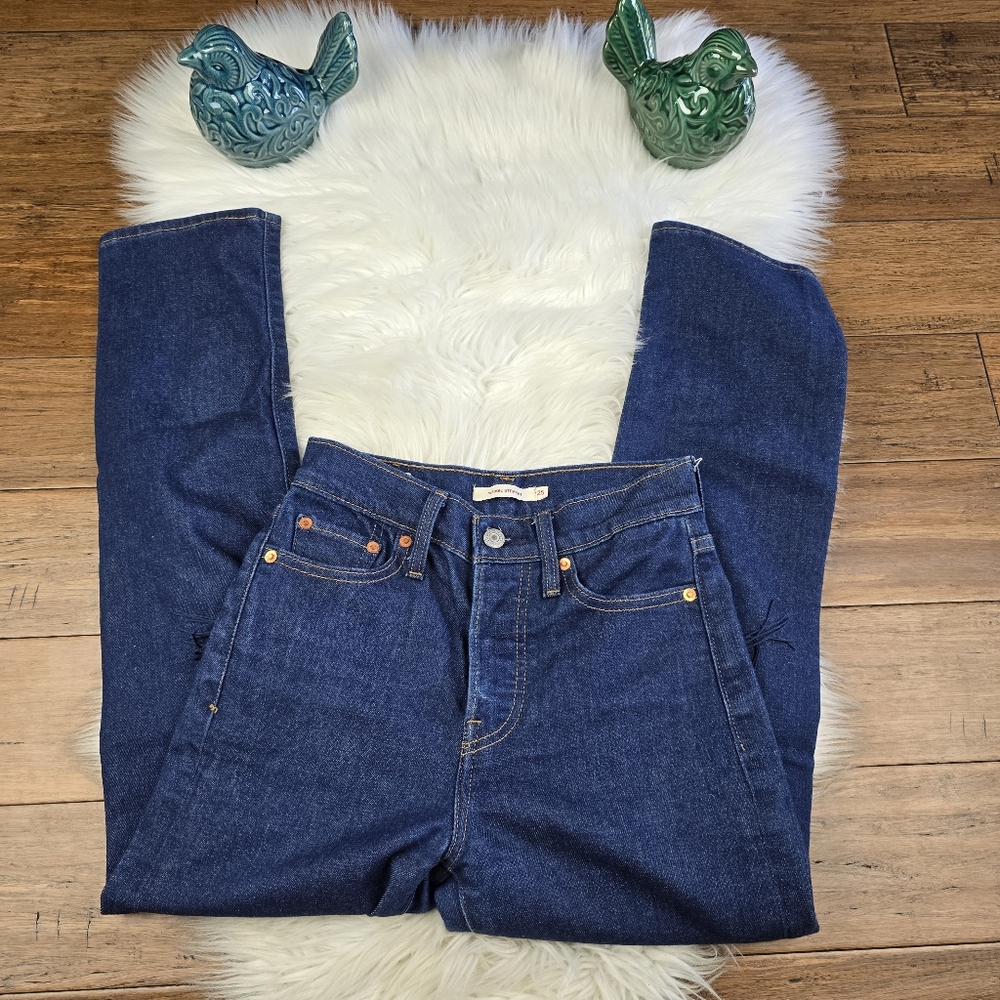 Levis Wedgie Straight Fringe Tassle High Rise Jeans 25 - Picture 6 of 15